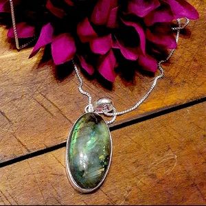 Labrodite pendant and sterling silver necklace. New!